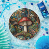 レトロエレガントのキノコ林 ペーパープレート (パーティー)