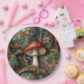 レトロエレガントのキノコ林 ペーパープレート (パーティー)