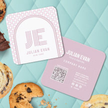 レトロエレガントほこりっぽいピンクモノグラム名刺