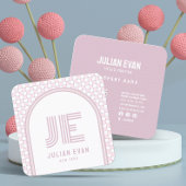 レトロエレガントほこりっぽいピンクモノグラム名刺 スクエア名刺