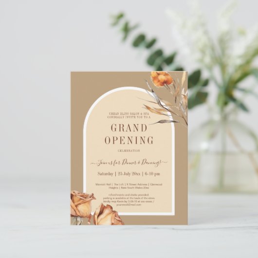 レトロエレガントアーチフラワービジネスグランドオープニング ポストカード (スタンド正面)