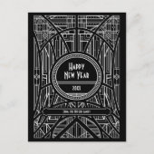 レトロエレガントアートデコハッピーニューイヤー ポストカード (正面)