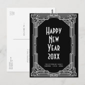 レトロエレガントアートデコハッピーニューイヤー ポストカード (正面/裏面)