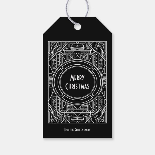 レトロエレガントアートデコメリークリスマス ギフトタグ (正面)