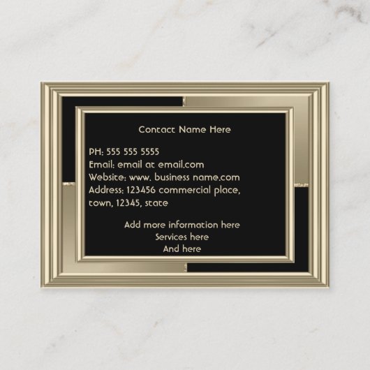 レトロエレガントアールデコセピアベージュブラック 名刺 (裏面)