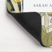 レトロエレガントイエロ素朴ーグリーンダフォディルフローラ マウスパッド (コーナー)