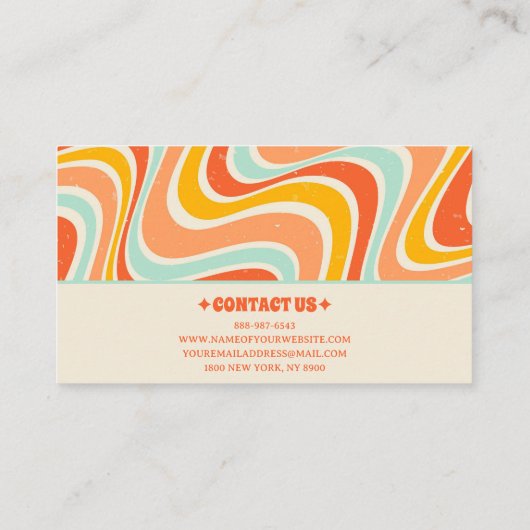 レトロエレガントオレンジブルーイエロー70sボホグルーヴィー 名刺 (裏面)