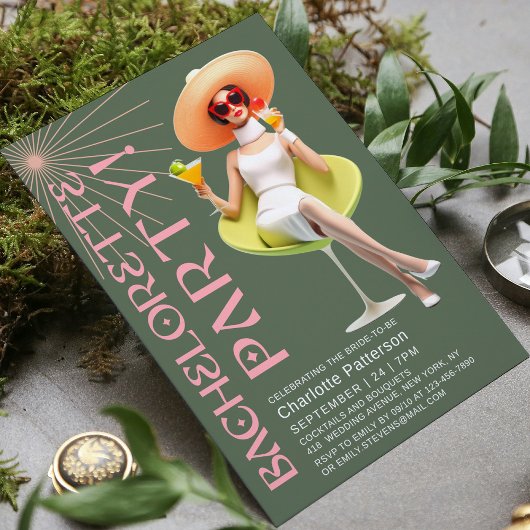 レトロエレガントカクテルバチェロレッテ 招待状