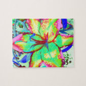 レトロエレガントカラフル熱帯フローラリリー ジグソーパズル (横)