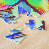 レトロエレガントカラフル熱帯フローラリリー ジグソーパズル (側面)