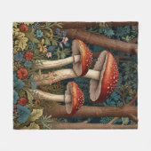 レトロエレガントキノコ林 フリースブランケット (正面(横))