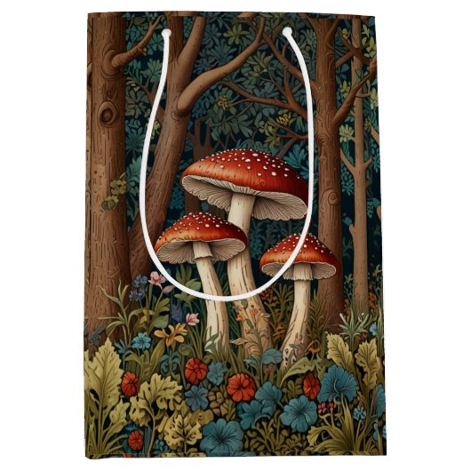レトロエレガントキノコ林 ミディアムペーパーバッグ (正面)
