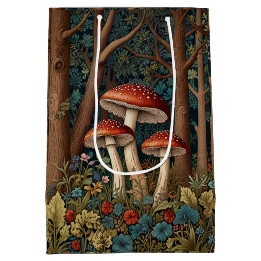 レトロエレガントキノコ林 ミディアムペーパーバッグ (裏面)