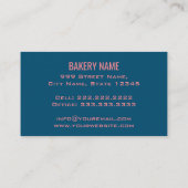 レトロエレガントキュートケーキショップピンクカップケーキベーカリー 名刺 (裏面)