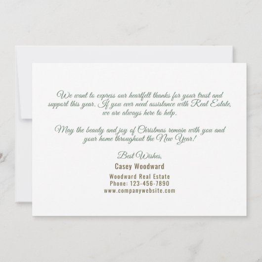 レトロエレガントクリスマスホーム | 不動産仲介業者カスタマイズ サンキューカード (裏面)