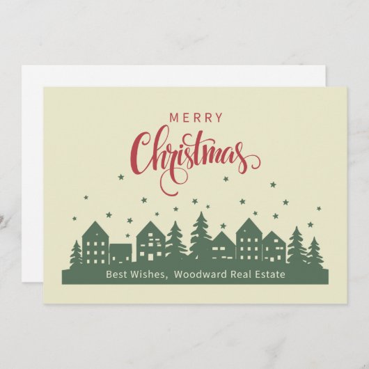 レトロエレガントクリスマスホーム | 不動産仲介業者カスタマイズ サンキューカード (正面/裏面)