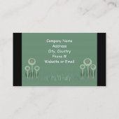 レトロエレガントグリーンフラワーズデザイン 名刺 (裏面)