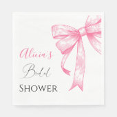 レトロエレガントコケットピンクボウブライダルシャワー スタンダードランチョンナプキン (正面)