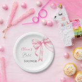 レトロエレガントコケットピンクボウブライダルシャワー ペーパープレート (パーティー)