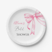 レトロエレガントコケットピンクボウブライダルシャワー ペーパープレート (正面)