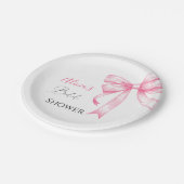 レトロエレガントコケットピンクボウブライダルシャワー ペーパープレート (アングル)