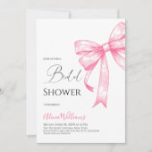 レトロエレガントコケットピンクボウブライダルシャワー 招待状 (正面)