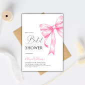 レトロエレガントコケットピンクボウブライダルシャワー 招待状