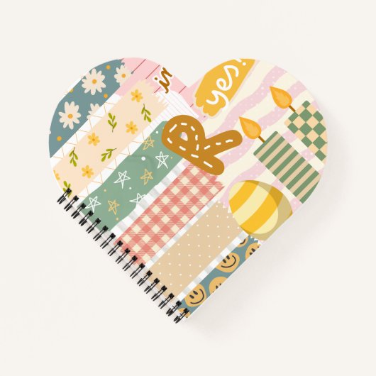 レトロエレガントコラージュアートガーリースクラップブックパターン ノートブック (正面)