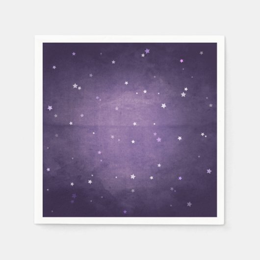 レトロエレガントダークパープルとホワイトスターズパーティー スタンダードカクテルナプキン (正面)