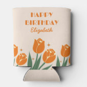 レトロエレガントチューリップフローラオレンジ誕生日 缶クーラー (裏面)