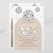 レトロエレガントディスコ溝婚約写真 招待状 (正面/裏面)