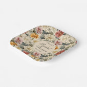 レトロエレガントパターンフローラのブライダルシャワー ペーパープレート (傾斜あり)