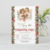 レトロエレガントビクトリアンエンジェルスクリスマスパーティー 招待状 (スタンド正面)