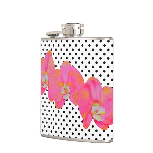 レトロエレガントピンクウォーター色の蘭水玉模様 フラスク (左)