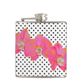 レトロエレガントピンクウォーター色の蘭水玉模様 フラスク (正面)