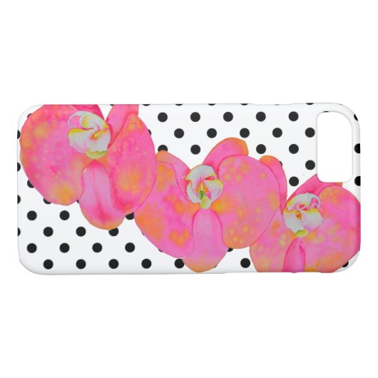 レトロエレガントピンクウォーター色の蘭水玉模様 Case-Mate iPhoneケース (裏面(横))