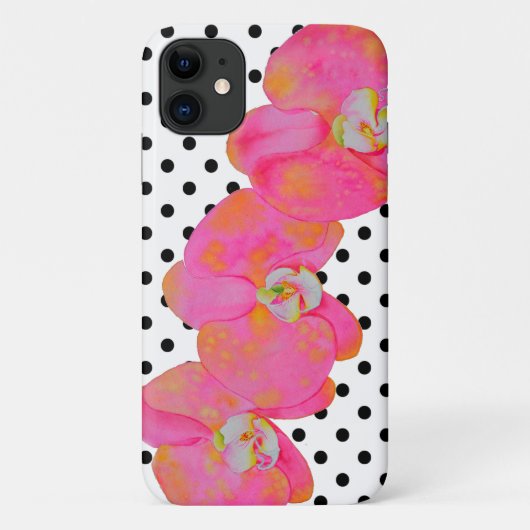 レトロエレガントピンクウォーター色の蘭水玉模様 Case-Mate iPhoneケース (裏面)