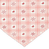 レトロエレガントピンクスノーフレーク及び赤いハート模様 ショートテーブルランナー (コーナー)