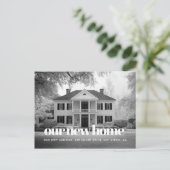 レトロエレガントフォント写真の動きの発表 ポストカード (スタンド正面)