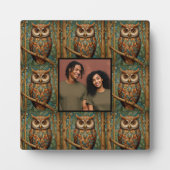 レトロエレガントフクロウ林緑写真テンプレート フォトプラーク (正面)