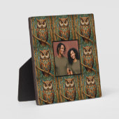 レトロエレガントフクロウ林緑写真テンプレート フォトプラーク (正面)