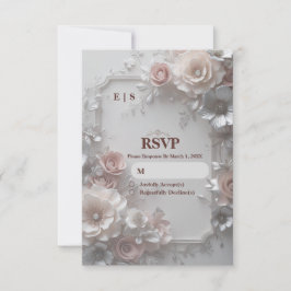 レトロエレガントフラワー ウェディング RSVP カード
