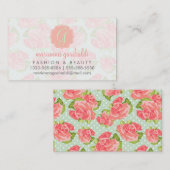 レトロエレガントフローラピンクミガーリーント 名刺 (正面/裏面)