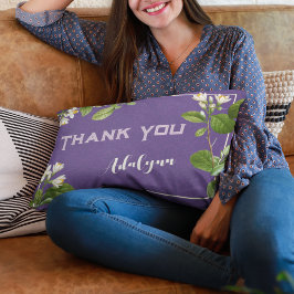 レトロエレガントフローラ名前をカスタムする文字ギフトバイオレット ランバークッション