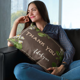 レトロエレガントフローラ名前をカスタムする文字ギフトブラウン ランバークッション