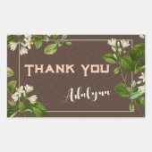 レトロエレガントフローラ名前をカスタムする文字ギフトブラウン 長方形シール (正面)