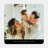 レトロエレガントブラック&金ゴールドメリークリスマスフォト メタルオーナメント (裏面)