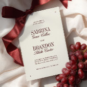 レトロエレガントブルゴーニュ&アイボリーフォーマルズ結婚ス 招待状