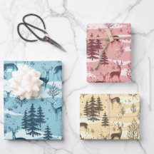 レトロエレガントブルーレッドベージュウッドランドディアー