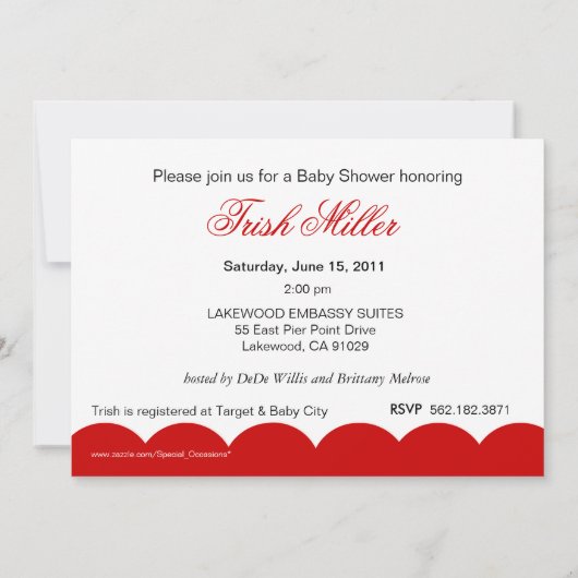 レトロエレガントベビー台車-ベビーシャワーパーティー 招待状 (裏面)